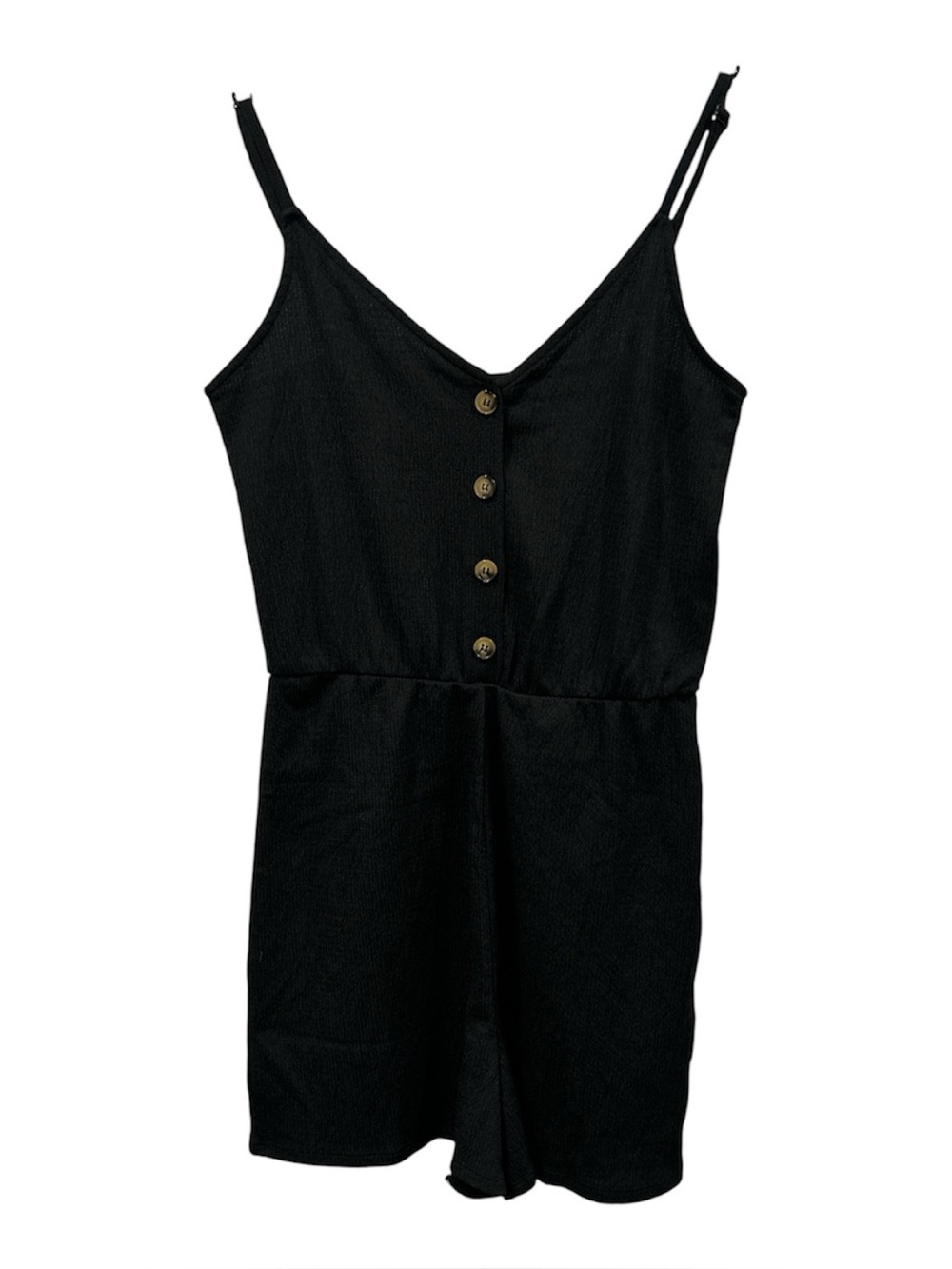 H&M Black Button-Front Romper with Spaghetti Straps